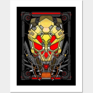 Steampunk Mecha skull head Posters and Art